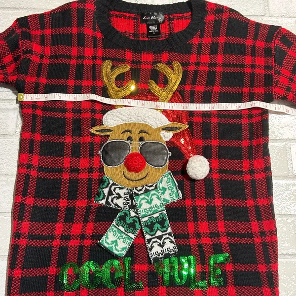 Christmas Red and Black Plaid Reindeer Sweater - Image 5