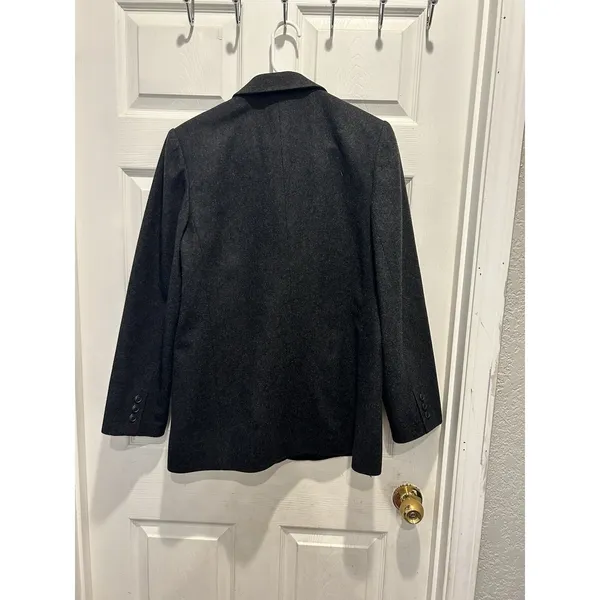 Eddie Bauer Womens Charcoal Gray Flannel Wool Blend 3-Button‎ Blazer Jacket Sz M - Image 7