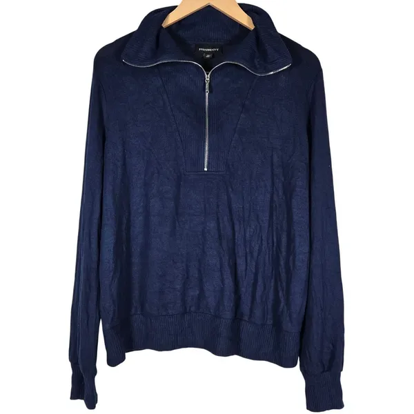 Fortune + Ivy Womens Navy Blue Quarter Zip Pullover Sweater‎ XL 1725T57 - Image 2