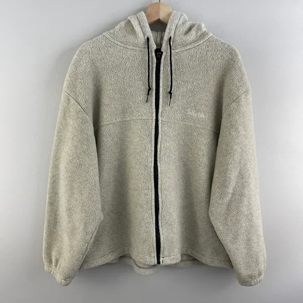 CABELA’S Vintage 90s Womens Beige Hooded Zip Up Canada Polartec Fleece Jacket - Image 2