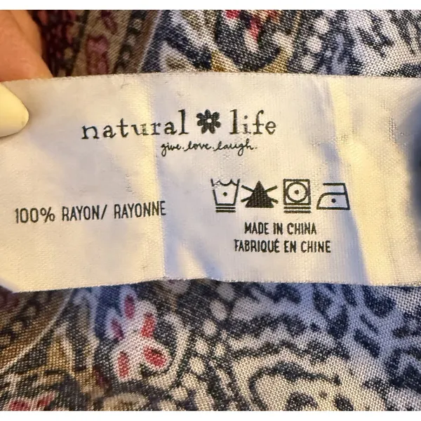 Natural Life‎ M Ansley Boho Tunic Silky Shirt Dress Stripe Button Front - Image 10