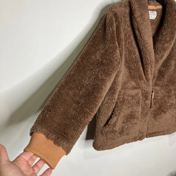REI Co-op brown Nook Cardigan women's size‎ small cozy soft teddy jacket - Image 4