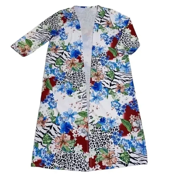 Women's Floral Print Long Cardigan( Size XI) - Image 3