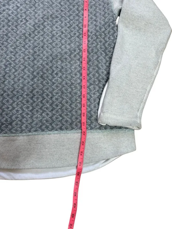 Prana Aya Gray Gravel Cable Knit Patchwork Wool Blend Sweater Large - Image 3