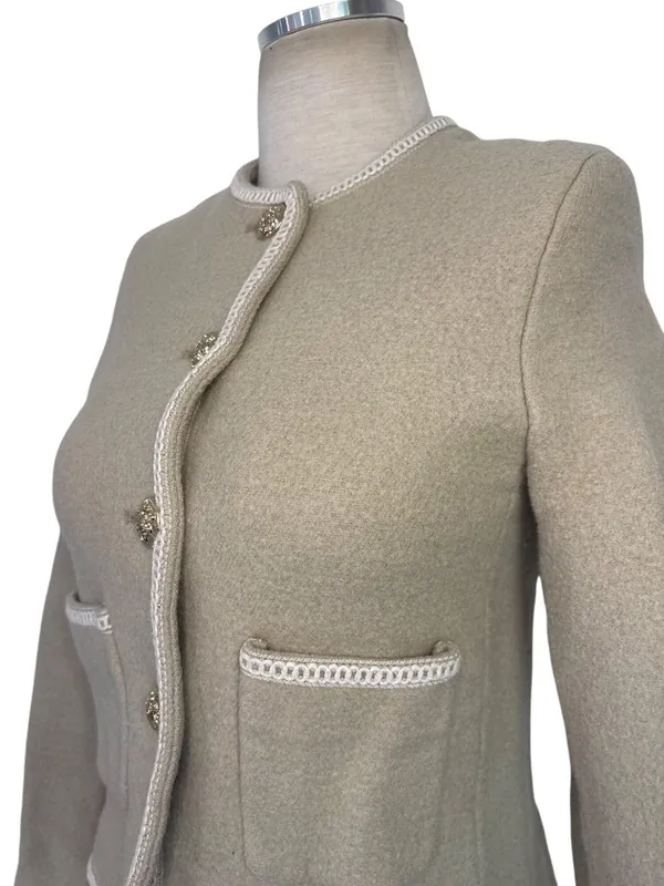 DUNST Beige Tweed Boucle Jacket in Small Womens Wool Jacket - Image 5