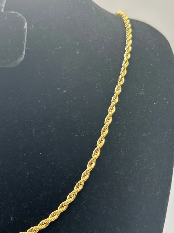 18k Real Gold Rope Chain Necklace 3mm 18 Inch Plated Womens Cute Layering - Image 2