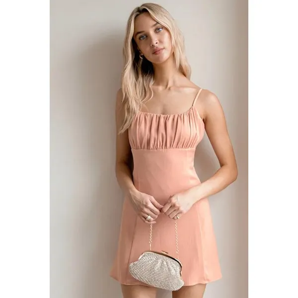 Lulus Mini Dress Womens Medium‎ Peach Heart of My Heart Ruched Bust Party - Image 2