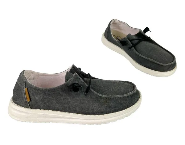 Hey Dude Wendy Chambray Moccasin Slip On Shoe Sz 7 Dark Grey Black - Image 3