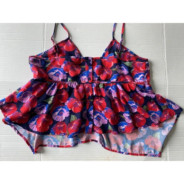 CAD Floral Handkerchief‎ Hem Camisole Top Red Blue Purple XL GUC - Image 3