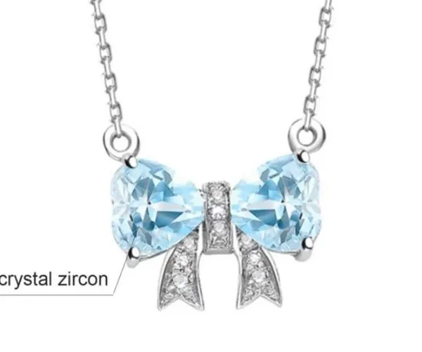 Blue Bow Necklace Silver - Image 3