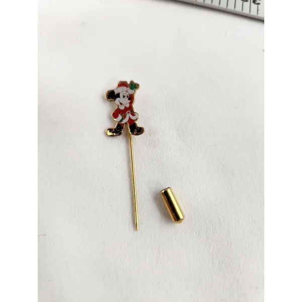 Vintage Walt DISNEY Mickey Mouse Stick Pin‎ Lapel Santa Christmas Holiday - Image 6