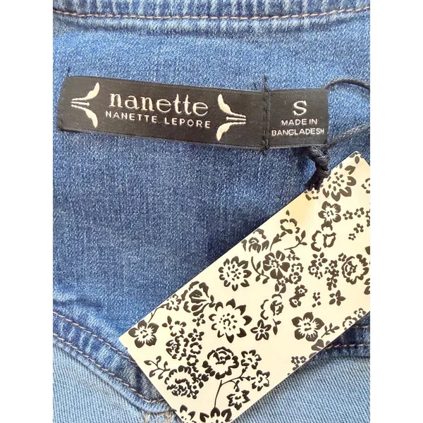 Nanette Lepore Blue Denim Vest Bow Detail Size S Western Y2K Cowgirl - Image 8