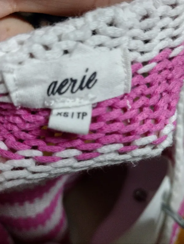 aerie Pink and White Striped Crewneck Sweater - Image 3