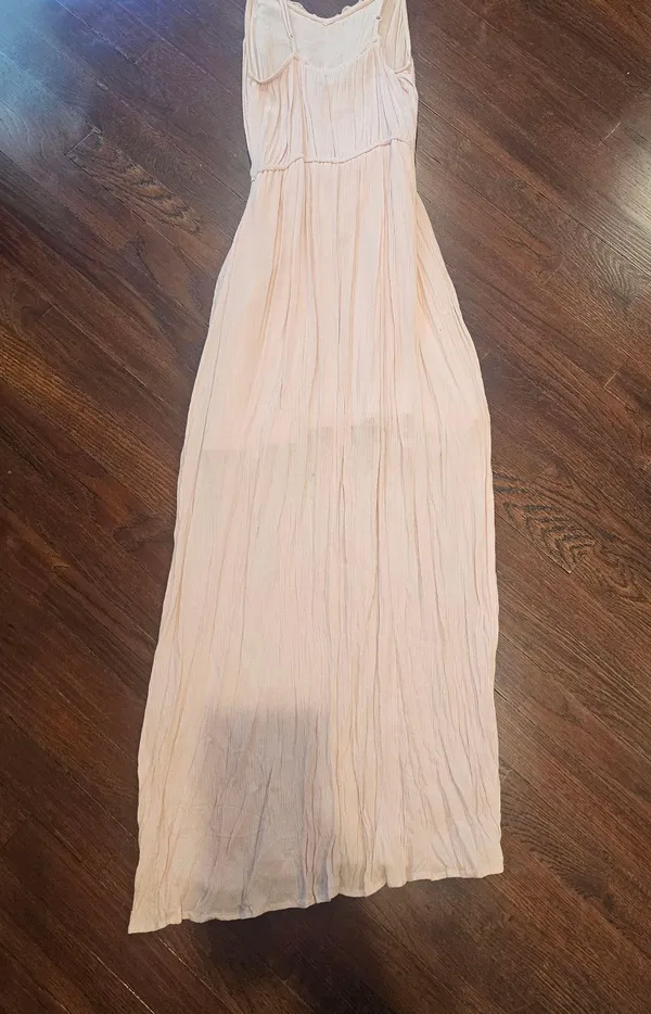 Vintage Peach Lace Maxi Dress - Image 3