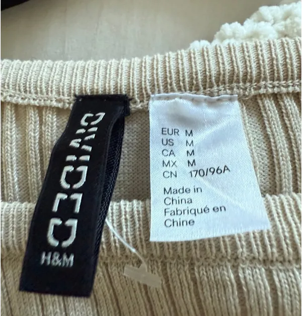 H&M cream ribbed mini dress - Image 3