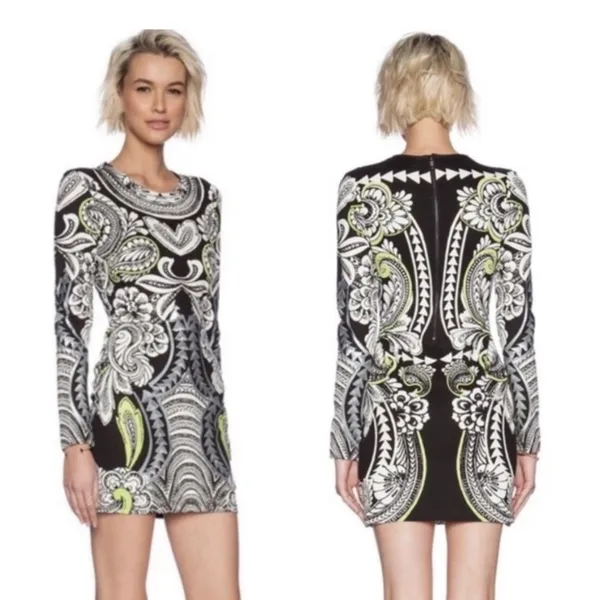 MINKPINK Highest Tower Embellished Mini‎ Dress Sequins Black Neon Lime Size S - Image 2