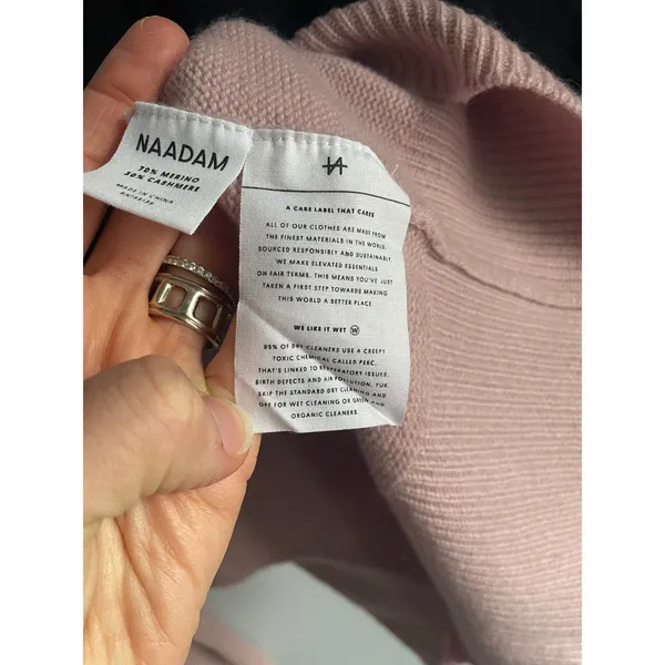 naadam navy blue pink ombre sweater Merino Wool Cashmere blend S Cableknit - Image 6