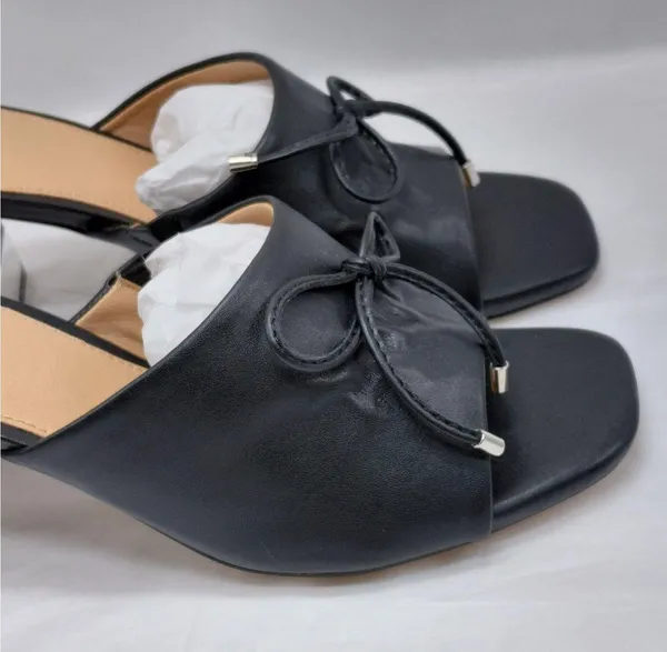 G.C. Shoes Adison Black Block Heel Mules Sz 8 Open Toe Slip On Sandal Chic Shoes - Image 4