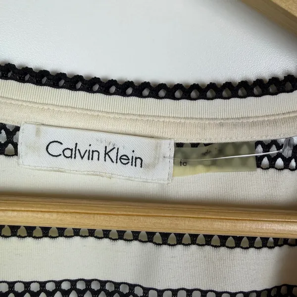 Calvin Klein Striped Mesh‎ Dress Cover Up L/XL Lightweight Sheer Nautical Resort - Image 10