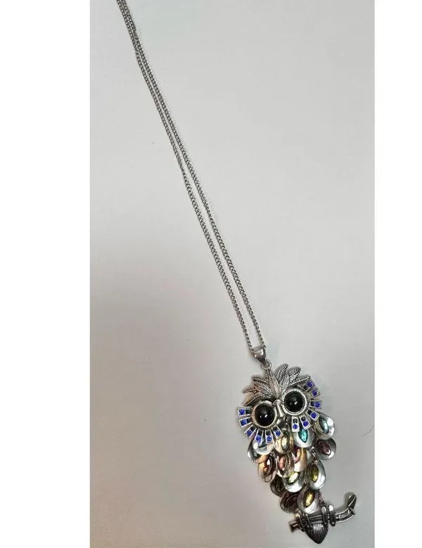Black eyed own silver long necklace rhinestones and colorful! - Image 11