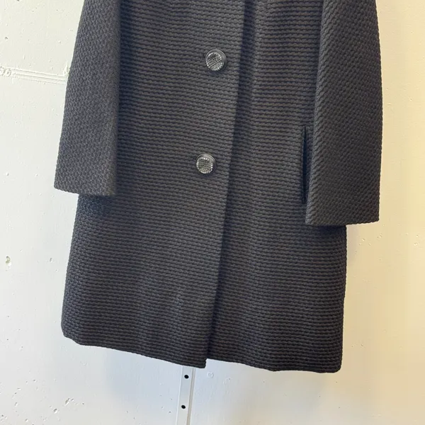 Vintage John Wanamaker Fur Collar Textured Wool Overcoat ILGWU Union Made Black - Image 5