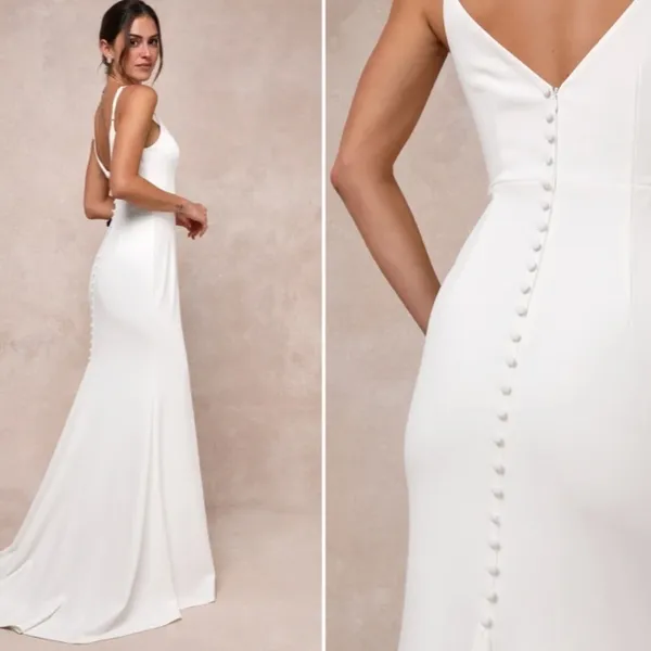 LULU's Bridal Wedding Chic Modern Sexy Elegant Minimalist Mermaid Trumpet Gown - Image 3