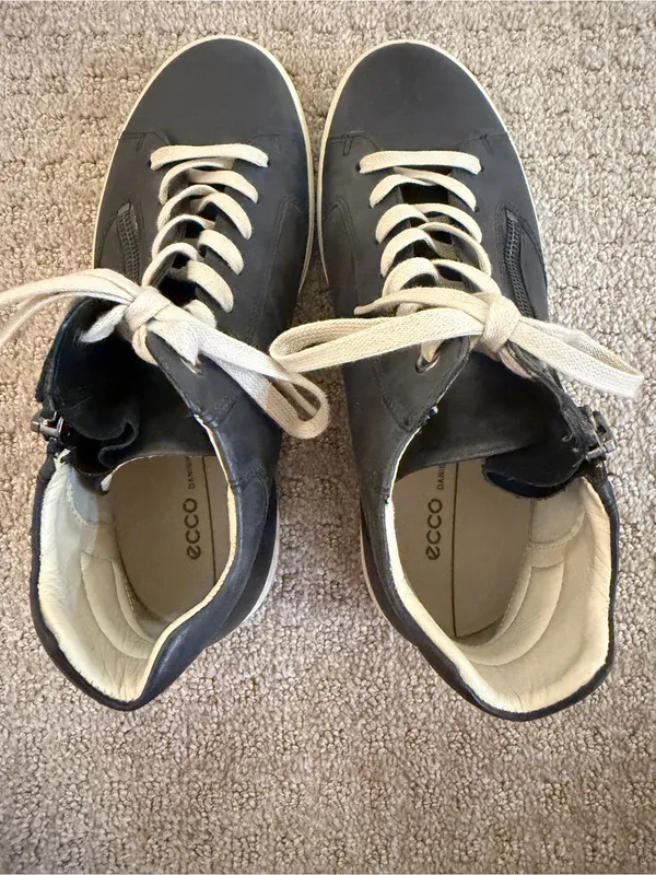 ECCO Navy Blue Soft 7 Leather High Top Side-Zip Fashion Sneakers Size 39 / 8.5 - Image 7