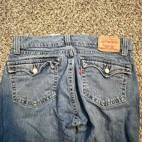 Levis 542 Low Flare Jeans Womens 14M Medium Wash Blue Flap Pocket Stretch‎ Denim - Image 5