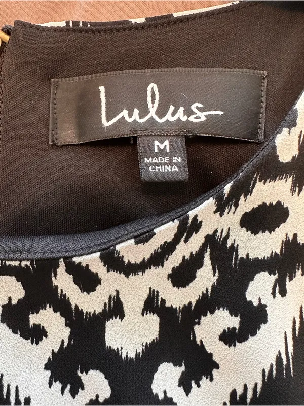 Lulu's Black and White Geometric Shift Dress - Image 3