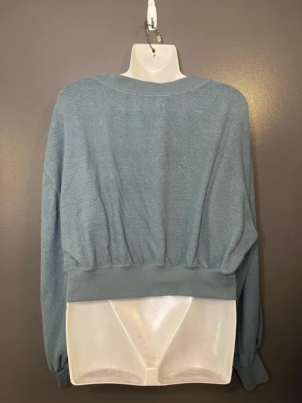 Urban Outfitters Cardigan Sweater Womens Large Green Knit Cropped Pockets - Image 5