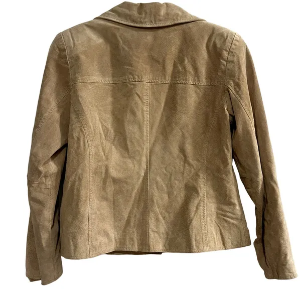 Jacqueline‎ Ferrar Suede Leather Jacket Tan Petite Small Button Front Pockets - Image 2