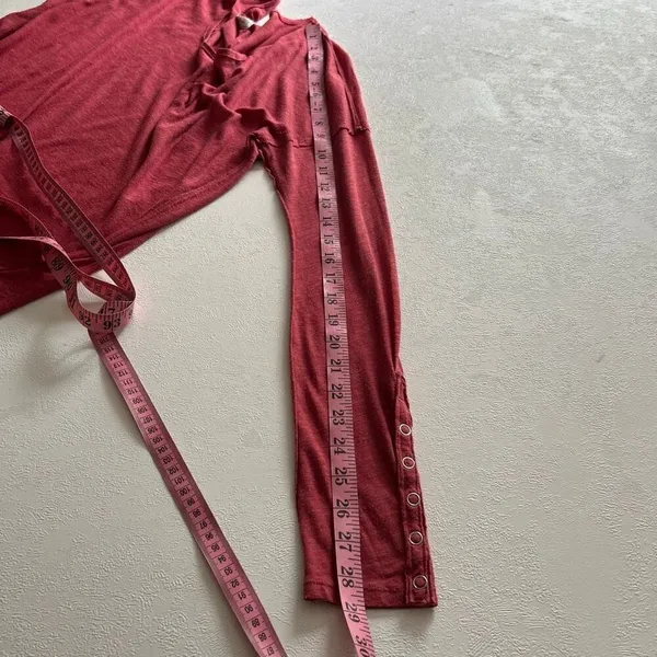 We The Free by Free People Red Long Sleeve Tee | Scoop Neck Soft Knit Top | Size - Image 6