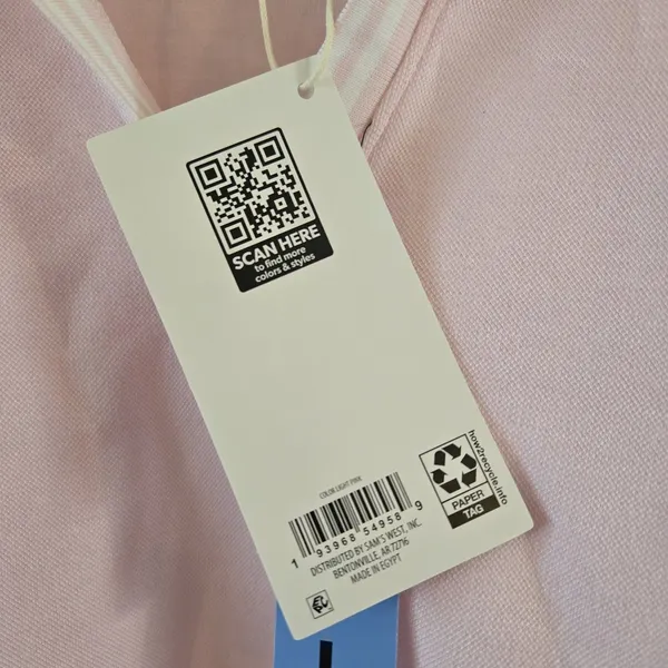 Member's Mark Women's Pique Polo Shirt Large Pink Sandwash Tipped Collar NWT - Image 4