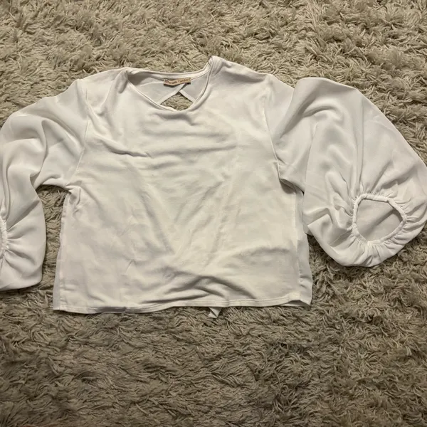 Zara Elegant White Cut Out Tie-Back Blouse Size S - Image 2