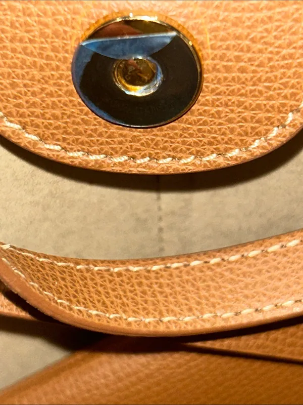 Polène Cyme Mini Textured Leather Tote Bag Camel Brown with Box & Dust Bag - Image 16