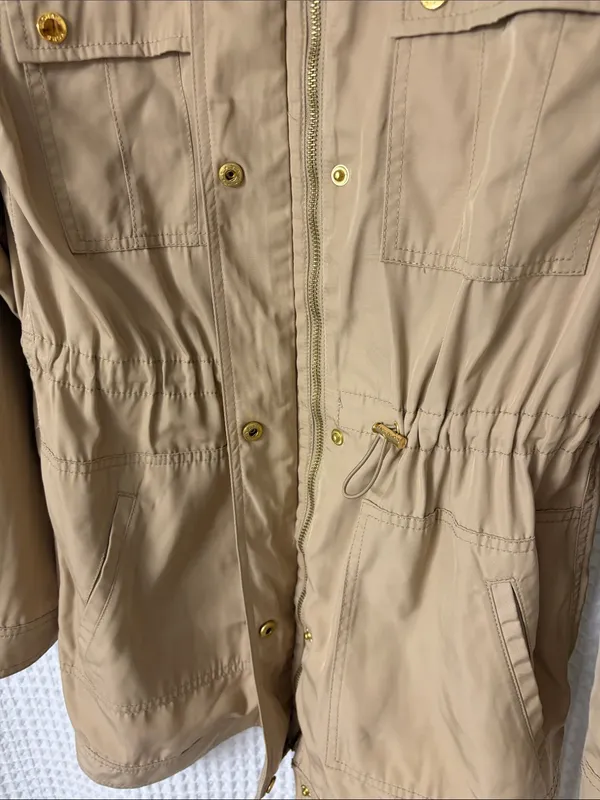 Michael Kors Tan with Gold Hardware Trench Coat Jacket Small - Image 5