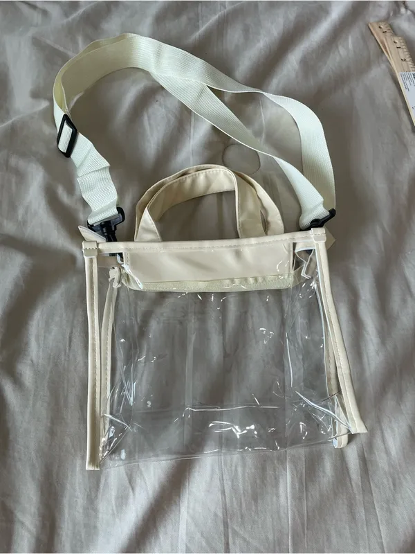 Cream Clear Stadium Crossbody Bag with Top Handle State Farm logo NWOT - Image 7