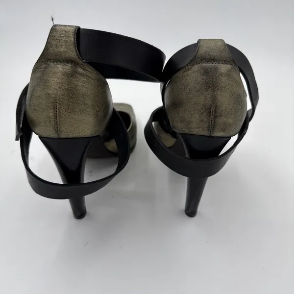 Vera Wang Lavender Metallic & Black Leather Strappy Heel Sandals Size 8.5 - Image 7