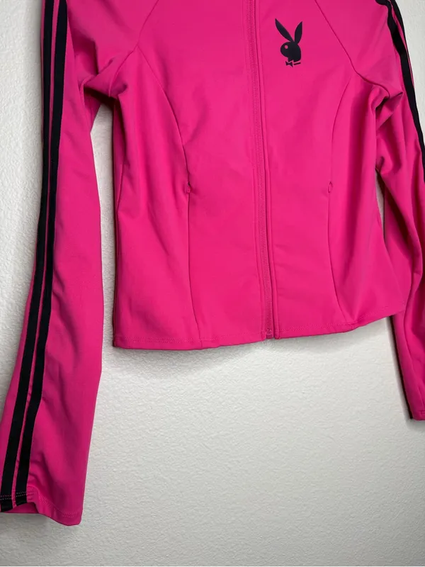 Vintage Playboy Women Pink Track Jacket Zip Up Y2K Streetwear XS - Image 5