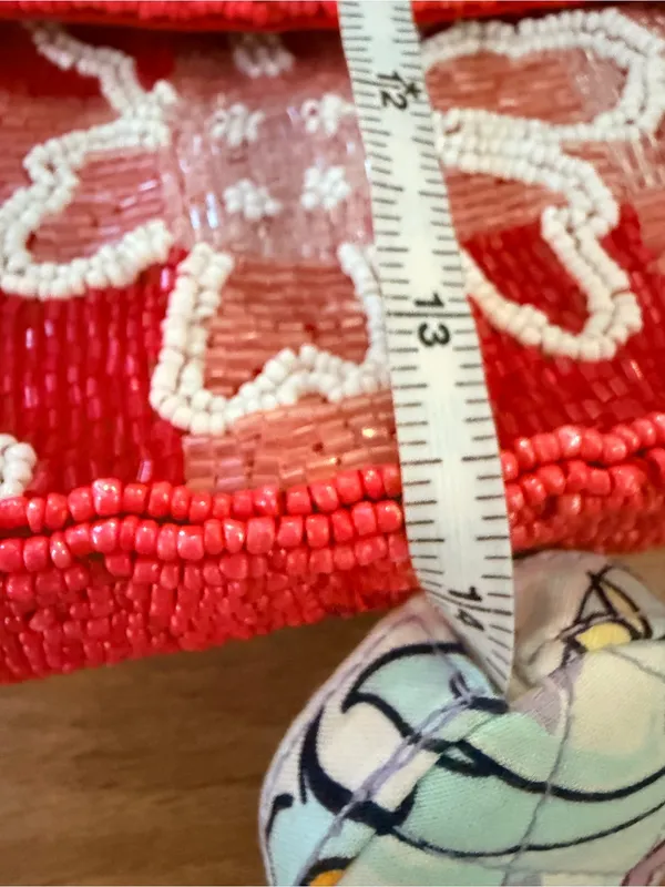 On 34th Viral Beaded Floral Handbag Made In India Red And White Design - Image 12