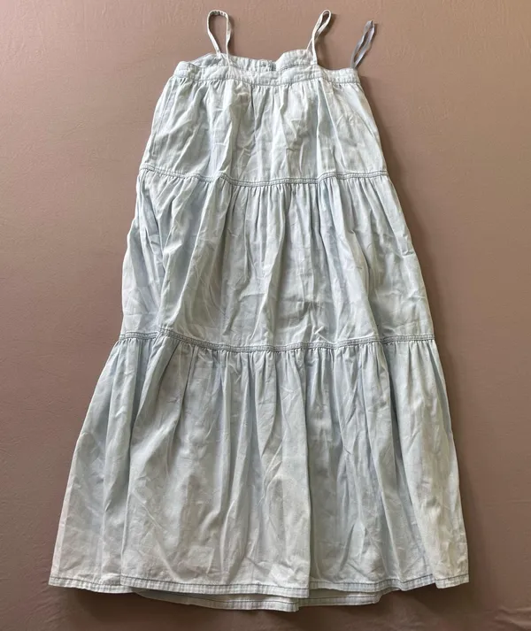 Bamboo DENIM BUTTON TIERED JUMPER Dress - Image 5