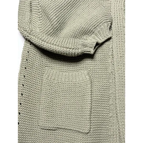 POL Oversized Chunky Open Cardigan Sage Green Lantern Sleeve Sweater size Small - Image 4