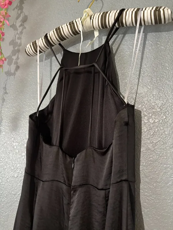 Lulu’s Black Satin Halter Maxi Dress • Size Medium - Image 5