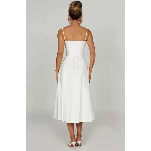 NWT Babyboo Deanna Ivory Corset Lace Up Fit & Flare Midi Dress Womens Size M - Image 6