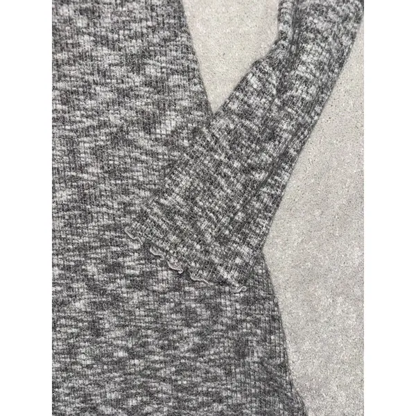 American‎ Eagle XXS Women's Gray Soft Knit Lettuce Trim Plush Swing Dress - Image 2