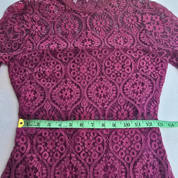 Lulus‎ Remarkable Plum Purple Floral Lace Short Sleeve Mock Neck Dress JML6912 S - Image 8