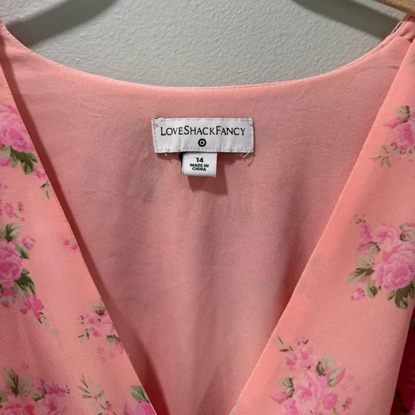 LoveShackFancy Pink Floral Midi Dress - Image 6