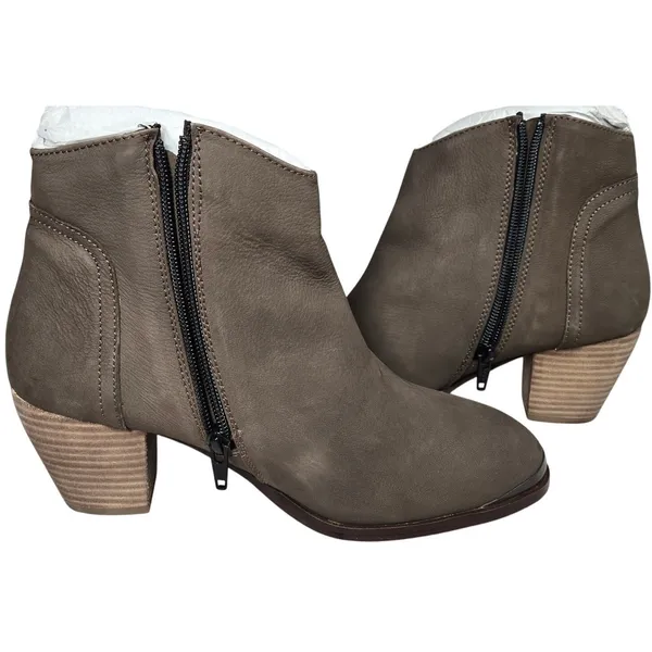 Diba Womens Taupe Sequoia Suede Leather Block Stack Heel Booties‎ 8.5 - Image 7