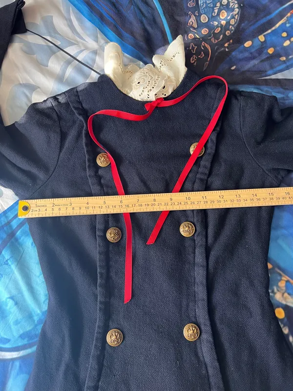 Workers Union Ladies Garment Vintage Chic Navy Double-Breasted Long Sleeve Dress size S - Image 5