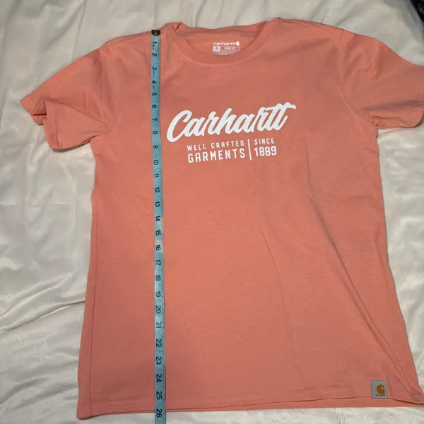 Carhartt Womens Loose Fit Peach Coral Short Sleeve Graphic Tee Size Medium‎ - Image 9
